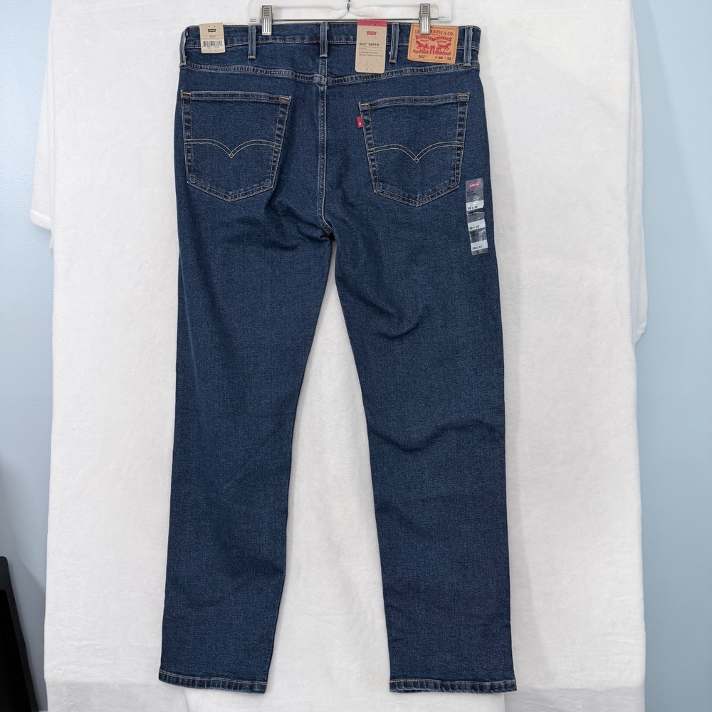Levis 502 Jeans Mens 38x32 (40x31) Blue Taper Leg Stretch - Picture 10 of 10